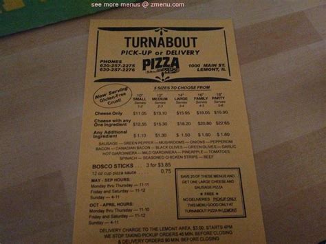 turnabout pizza|turnabout restaurant menu.